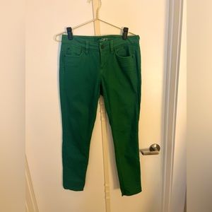 Ankle length skinny pant in forest green denim